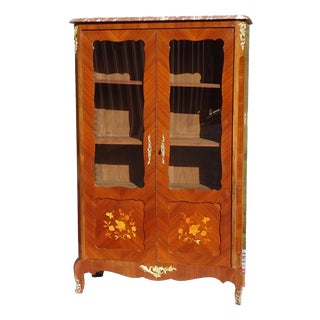 Small Louis XV Marquetry Display Case, 1950s For Sale
