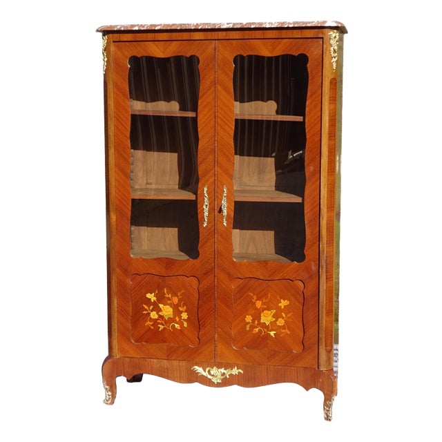 Small Louis XV Marquetry Display Case, 1950s For Sale