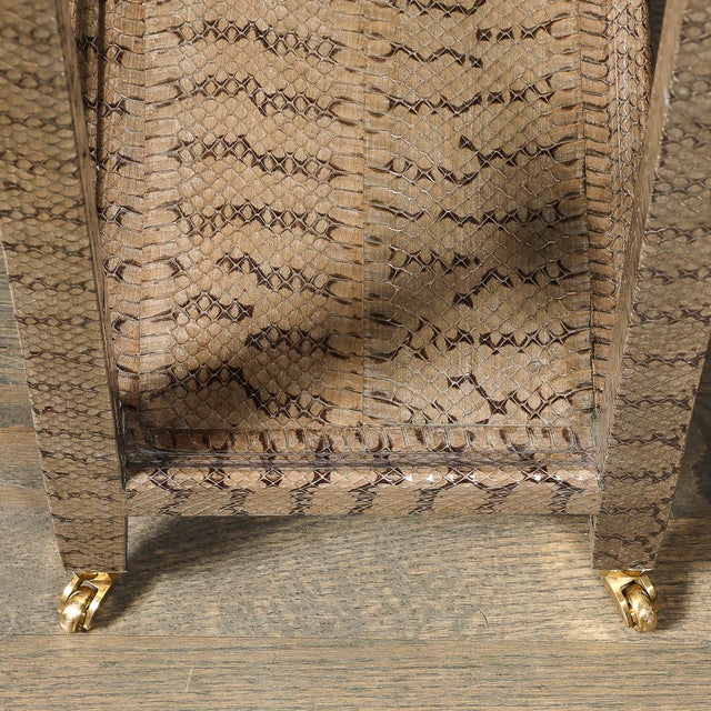 Mid-Century Modernist Python Side Table With Brass Castors by Karl Springer For Sale - Image 12 of 16