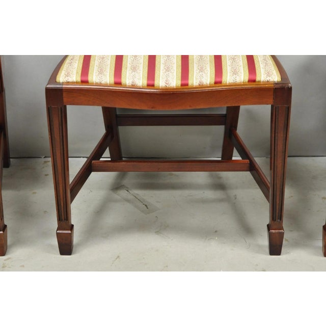 Vintage Sheraton Federal Mahogany Shield Back Dining Room Chairs - Set of 6 For Sale - Image 11 of 16