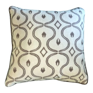Calcutta Cocoa Hand Print Designer Pillow Square With Down Feather Insert For Sale