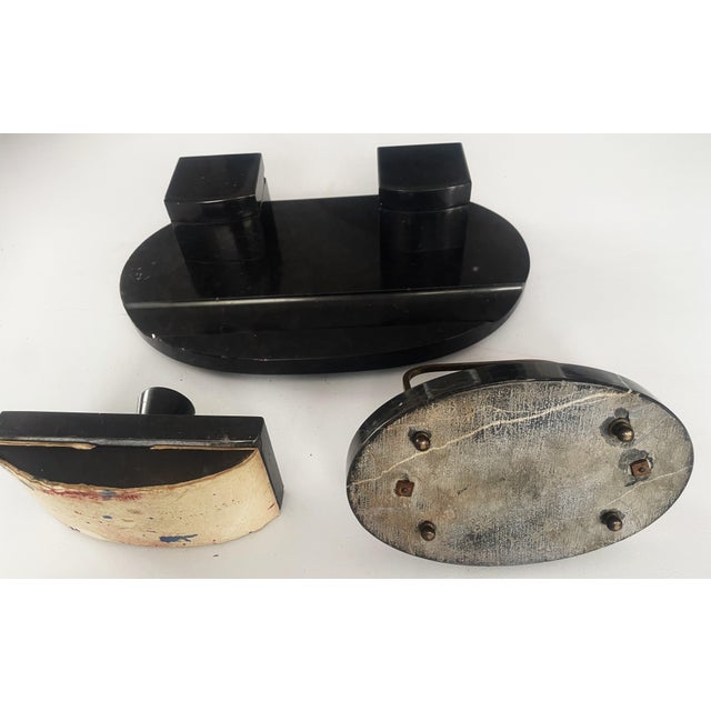 Art Déco Office Desk Set in Black Marble, 1930s, Set of 7 For Sale - Image 13 of 18