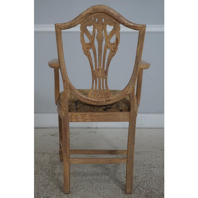 Set of 6 Distressed Painted Shield Back Dining Room Chairs For Sale - Image 4 of 18
