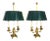 French Empire Gilt Bronze Two-Arm Bouillotte Lamps or Table Lamps, 1815, Set of 2 For Sale