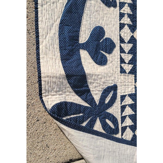 Blue 19Thc Blue & White Eight Point Star Quilt For Sale - Image 8 of 8