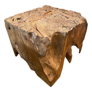Andrianna Shamaris Impressive Organic Teak Wood Side Table or Pedestal For Sale