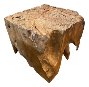 Andrianna Shamaris Impressive Organic Teak Wood Side Table or Pedestal