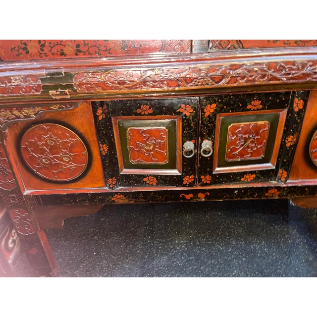 Black Antique 19th Century Chinese Wood Black Lacquer 3 Tiered Cabinet For Sale - Image 8 of 12