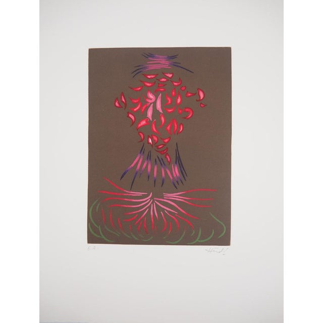 Jacques Herold, Abstract Celosia Flower, 1975, Original Etching For Sale - Image 7 of 7