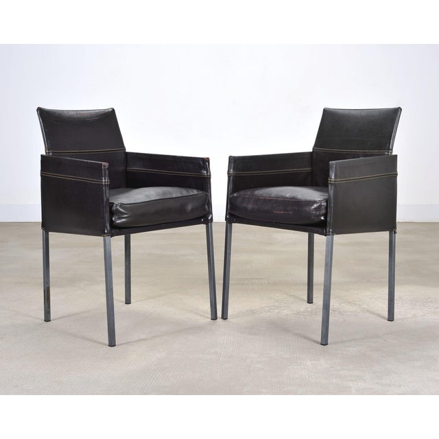 Set of Twelve Karl Friedrich Forster Texas Leather Dining Armchairs For Sale - Image 9 of 18