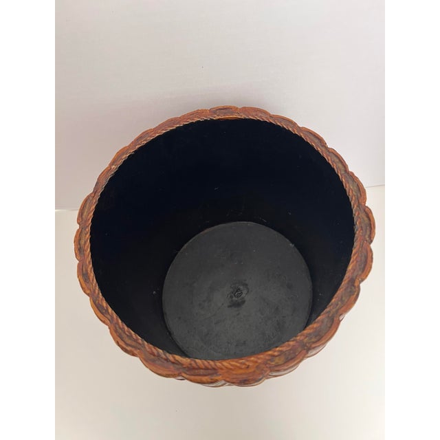 English 1980s English Faux Trompe l'Ocil Leather Book Waste Basket, Made in England and Hand Painted For Sale - Image 3 of 4