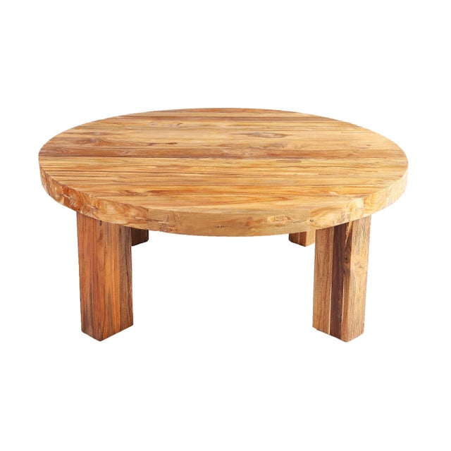 Modern Round Teak Coffee Table For Sale - Image 4 of 9