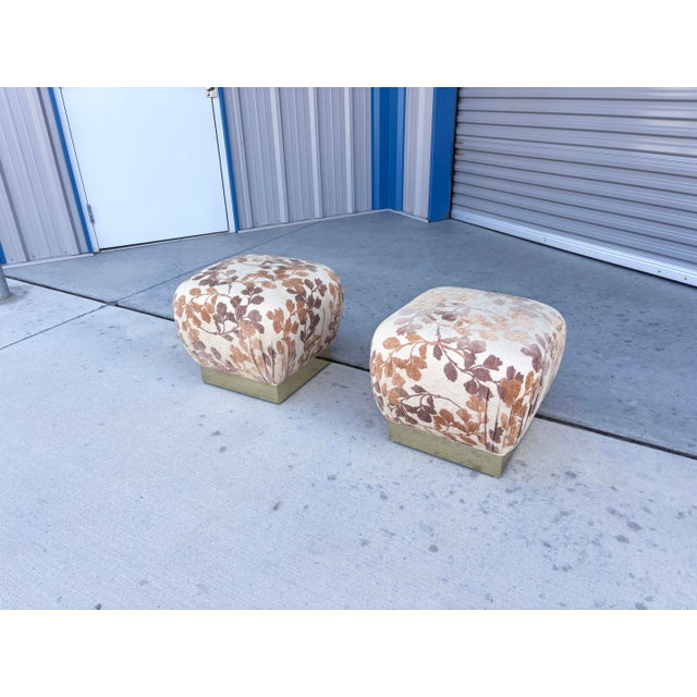 1980s Mid Century Pair of Poufs Ottomans Styled After Marge Carson For Sale - Image 5 of 9