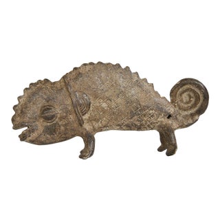 Vintage African Bronze Chameleon For Sale