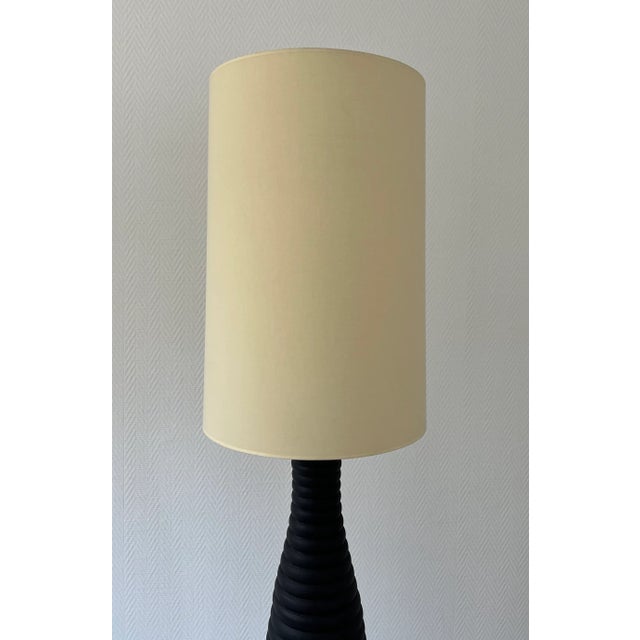 Large Black Ceramic Table Lamp, 1990 For Sale - Image 3 of 7