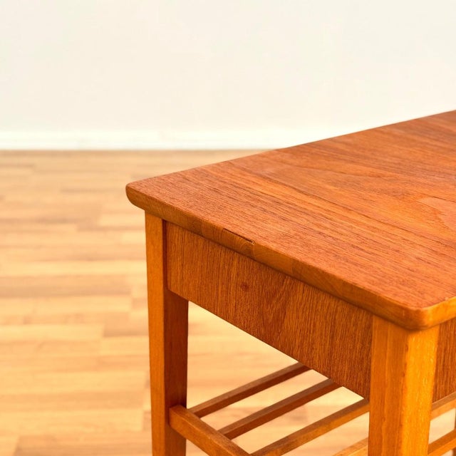 Brown Side Table in Teak & Beech, Sweden, 1950s-1960s For Sale - Image 8 of 9