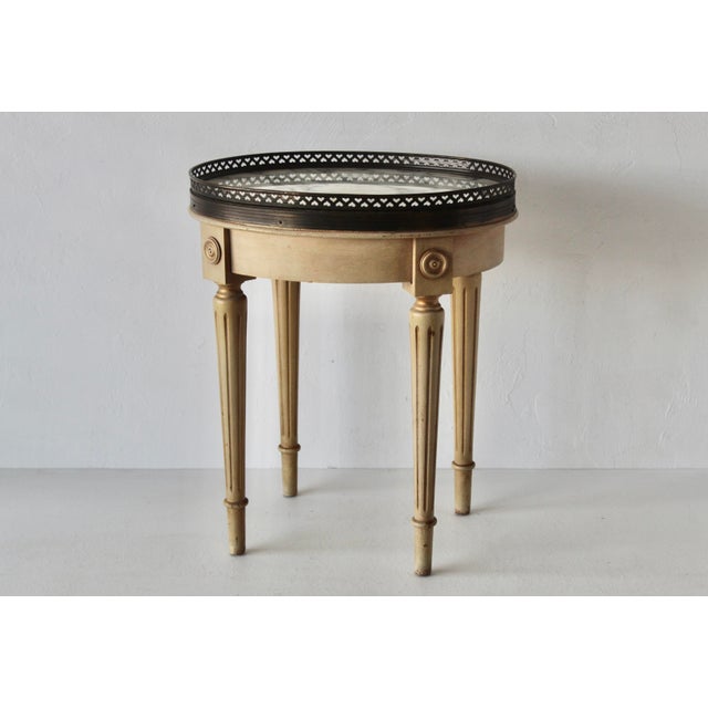 Mid 20th Century French Louis XVI Style Marble Oval Top Bouillotte Side Table For Sale - Image 10 of 13