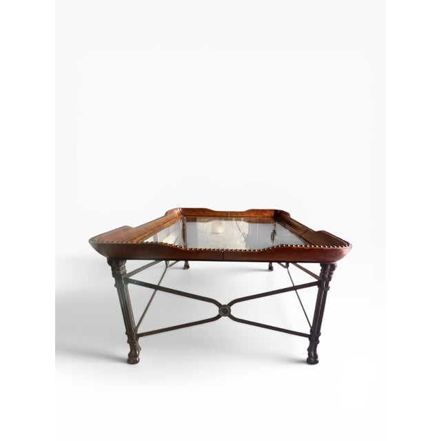 Maitland - Smith Maitland-Smith Attributed Leather and Steel Coffee Table For Sale - Image 4 of 13