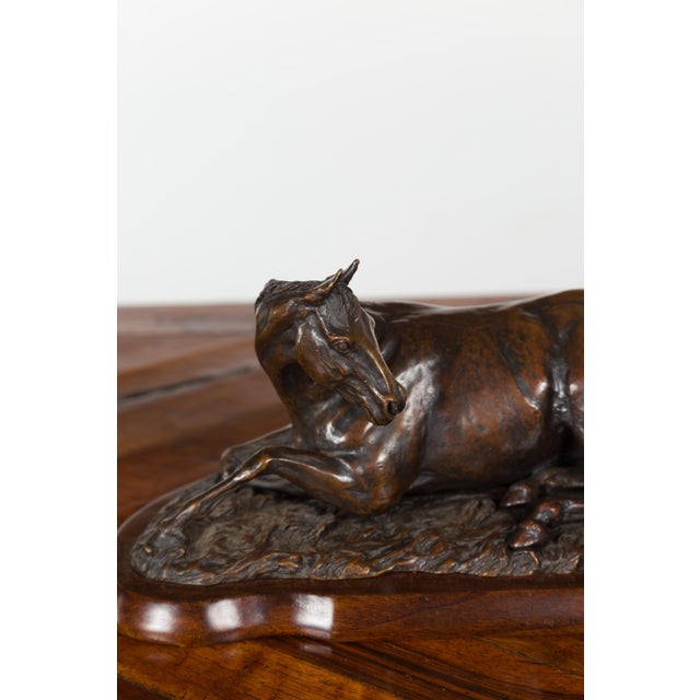 Late 20th Century Signed Suzanne Fiedler Cast Bronze Sculpture of a Mare and Her Foal Dated 1974 For Sale - Image 5 of 11