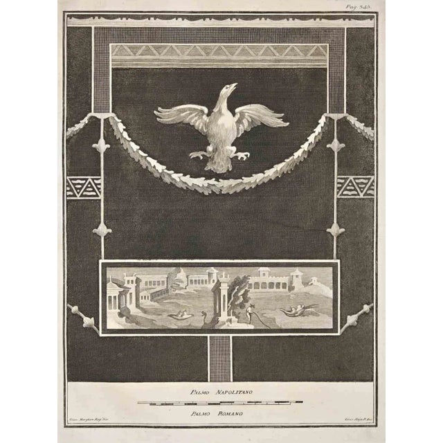 Giovanni Elia Morghen, Ancient Roman Fresco Herculaneum, Etching, 18th Century For Sale
