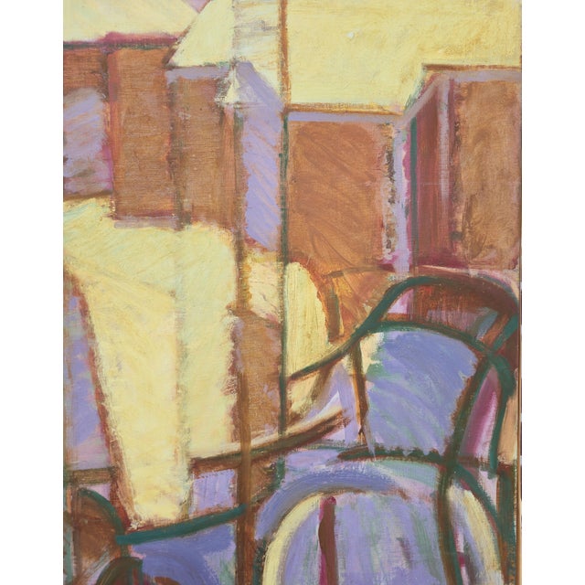 Late 20th Century Large Abstract Painting on Canvas of Chairs by Pamela Rubin For Sale - Image 5 of 8