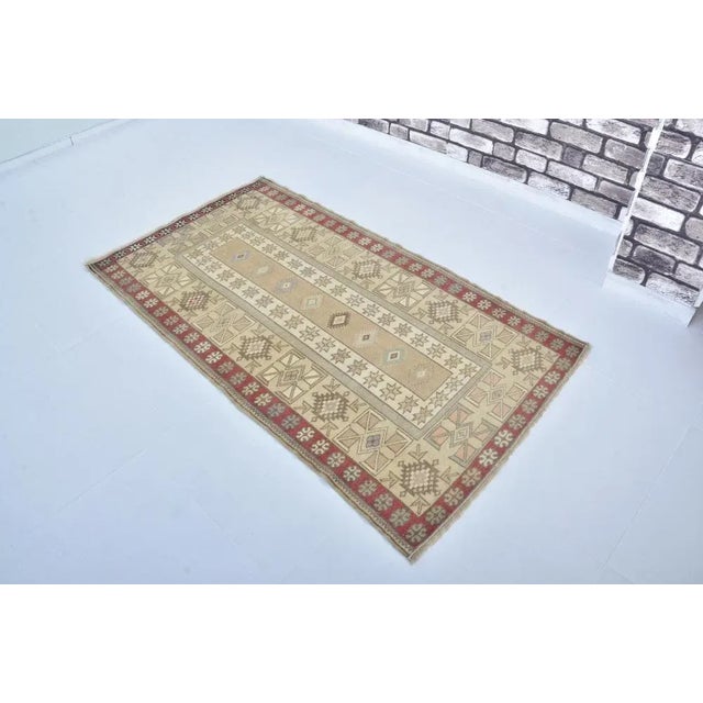 Textile Vintage Farmhouse Handmade Faded Wool Rug For Sale - Image 7 of 11