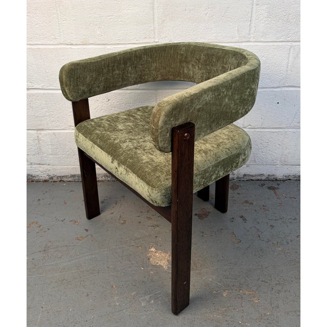 Mid-Century Modern Walnut Chair With Plush Green Upholstery For Sale In New York - Image 6 of 13