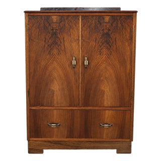 Art Deco Figured Walnut and Oak Cabinet, 1930s For Sale