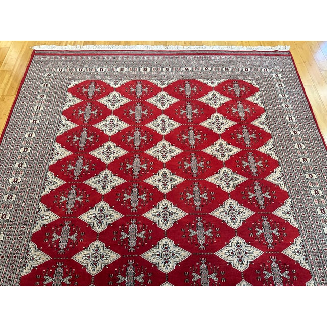 Red Pakistani Bokhara Tekke Rug For Sale - Image 9 of 10