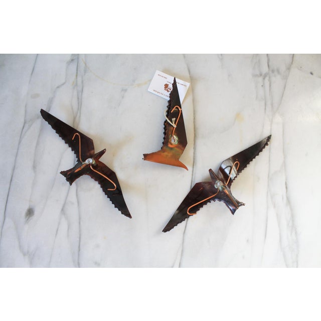 Vintage Artesian Made Brutalist Copper Birds in Flight Wall Hangings S/3 For Sale In Milwaukee - Image 6 of 9