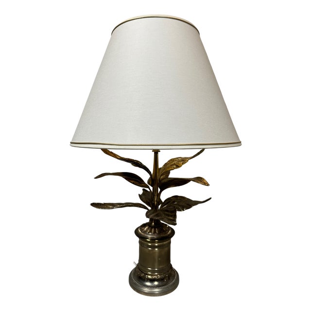 Vintage Hollywood Regency Palm Table Lamp, 1970s For Sale