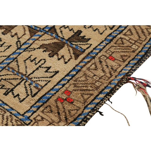 Antique Baluch Persian Rug in Brown, Beige & Blue Geometric Pattern For Sale In New York - Image 6 of 8