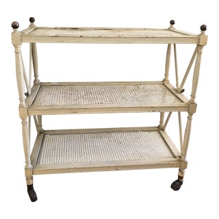 1960s Hollywood Regency Cream Bar Cart Shelf Unit For Sale