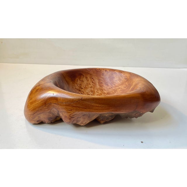 1980s Vintage Swedish Natural Edge Burr Bowl in Elm, 1980s For Sale - Image 5 of 12