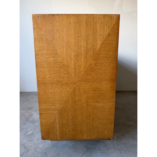 Vintage Hollywood Regency Lorin Jackson for Grosfeld House Oak Dresser With Brass Leaf Pulls For Sale - Image 9 of 17