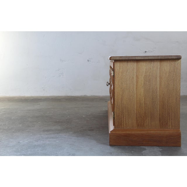 Wood Brutalist Danish Light Oak Low Sideboard by Henning Kjærnulf, 1960s For Sale - Image 7 of 17