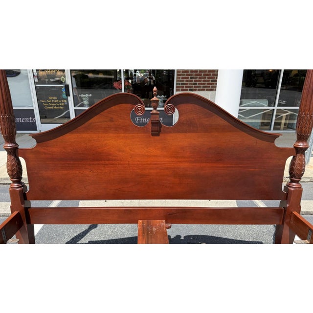 Late 20th Century Vintage King Size Cherry Bed Frame by Y&j Furniture For Sale - Image 5 of 18