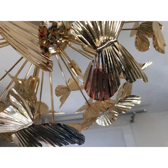 Italian Early 21st Century Italian Hammer Brass Butterfly Sputnik Chandelier For Sale - Image 3 of 5