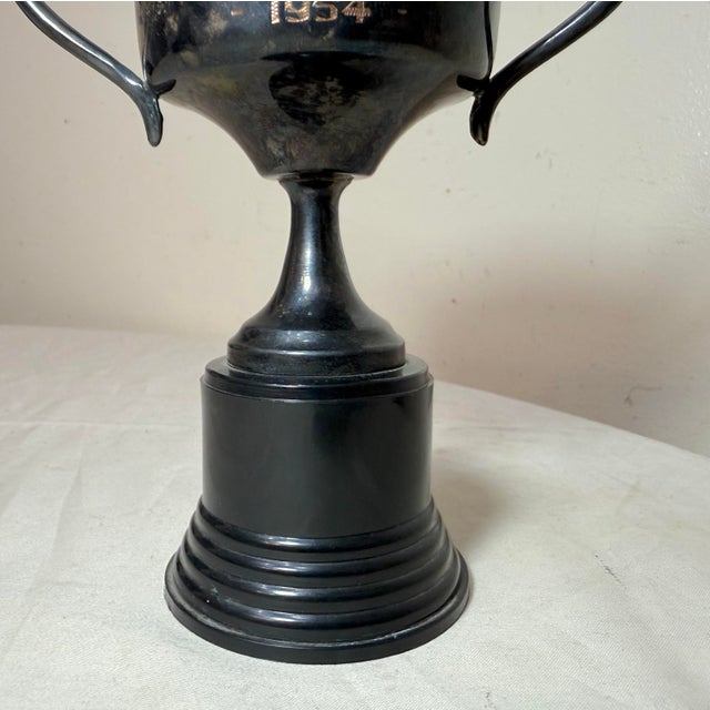Vintage 1954 Woman's Handicap Runner Up Silver Plate Bakelite Trophy Cup Award For Sale - Image 12 of 12