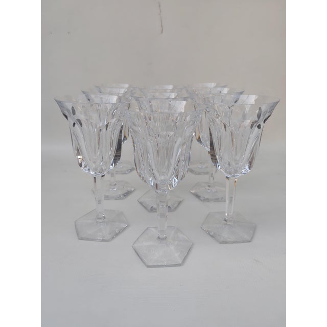 Large Baccarat Crystal Glasses in Malmaison Pattern, 1970s, Set of 9 For Sale - Image 8 of 8