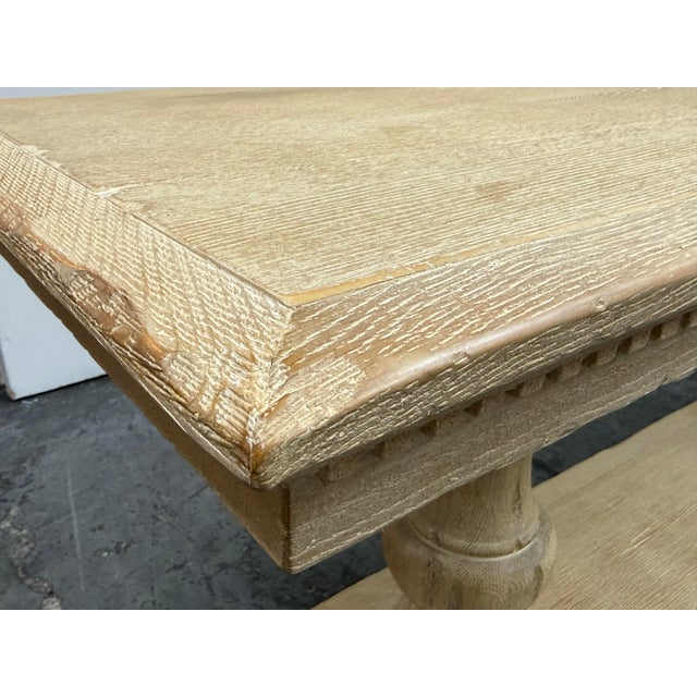 Wood Restoration Hardware 15th C. Dual-Baluster Oak Console Table For Sale - Image 7 of 12