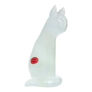 Vintage Seguso Murano 1950s Opalescent White Alabastro Italian Art Glass Mid Century Cat Kitten Sculpture
