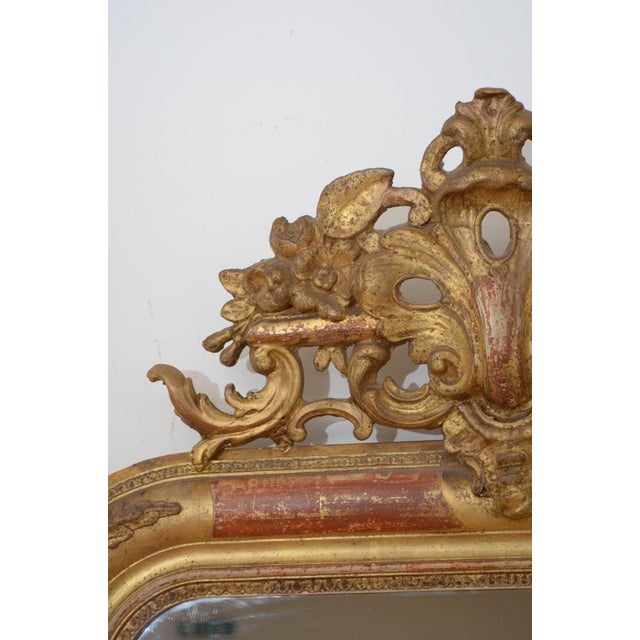Brown 19th Century French Gilded Pier Mirror, 1850s For Sale - Image 8 of 16