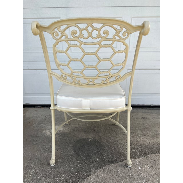 Vintage 1960s Hollywood Regency Style Aluminum Cast Patio Chair For Sale - Image 11 of 14