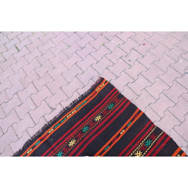 1960s Southwestern Style Stripe Design Hand Knotted Oushak Kilim Area Rug For Sale - Image 4 of 10