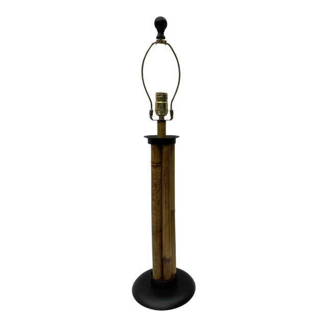 1960's Bamboo Column Table Lamp For Sale