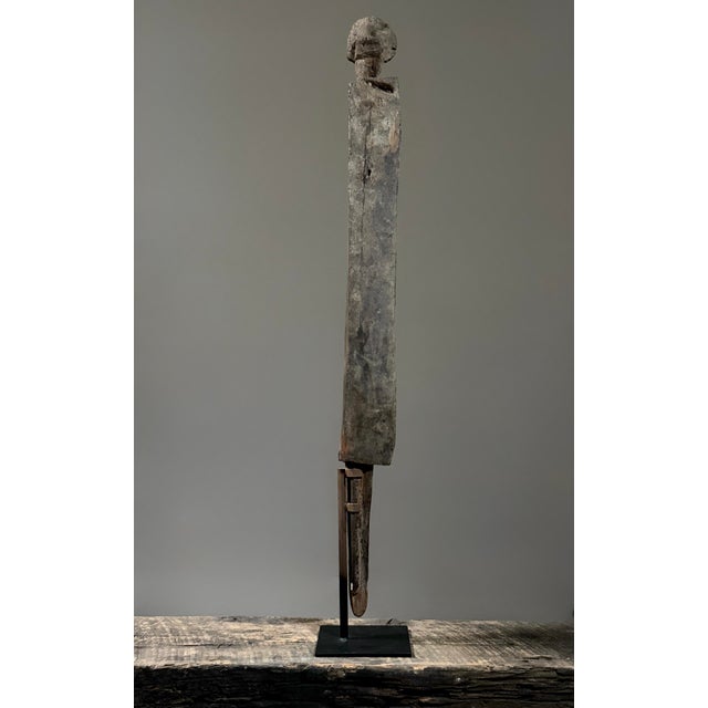 African Antique Burkina Faso African Hand Carved Anthropomorphic Trough Sculpture on Custom Stand For Sale - Image 3 of 11