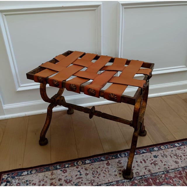 Diego Giacometti 1960s Add a Touch of Post-War Parisian Elegance to Your Home With This Exceptional Diego Giacometti-Style "X-Form" Stool. For Sale - Image 4 of 12