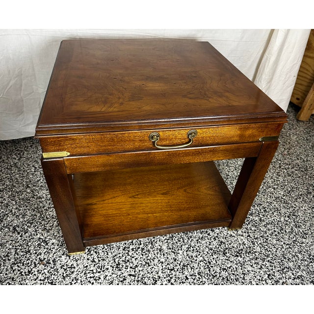 Lane Furniture Vintage Lane Campaign Style 2 Tier Table For Sale - Image 4 of 12