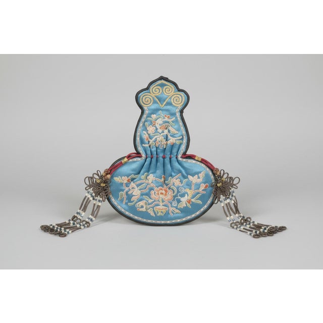 Asian Framed Chinese Qing Dynasty Ornate Bird & Flower Embroidered Silk Purse Satchel For Sale - Image 3 of 10